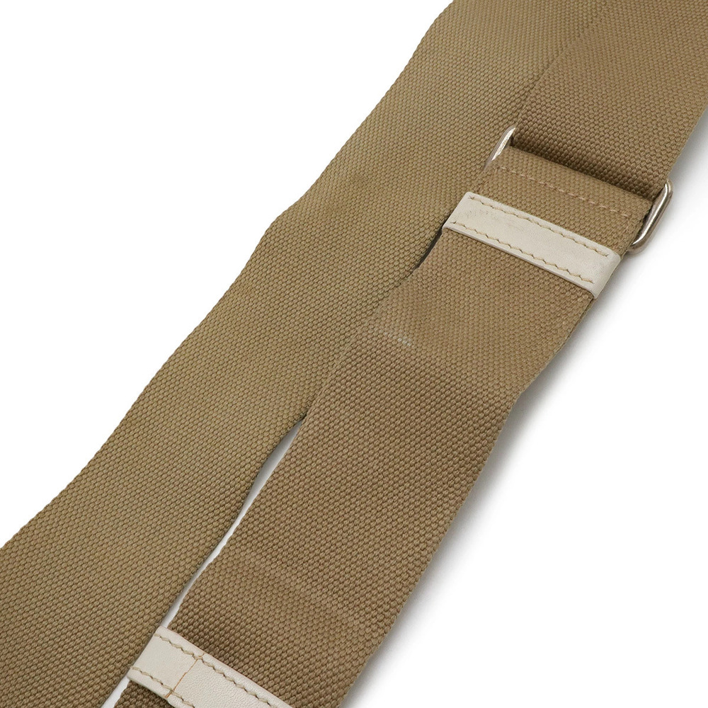 Prada Shoulder Bag Pochette Canvas Leather Beige Brown Cream Ivory White - Picture 6 of 9